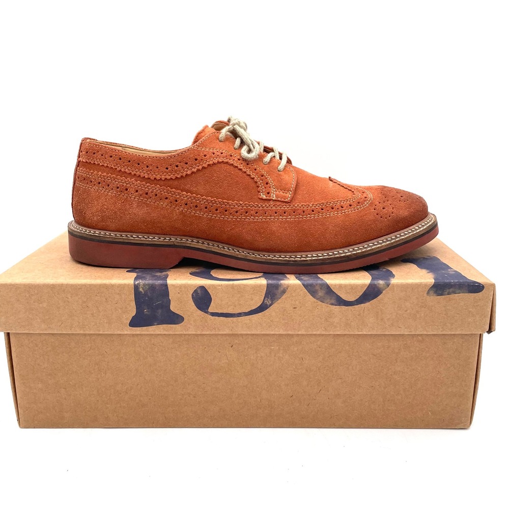 1901 Wingtip Brogues Mens 10 Orange Excellent Suede M20411 MSWINGMAN